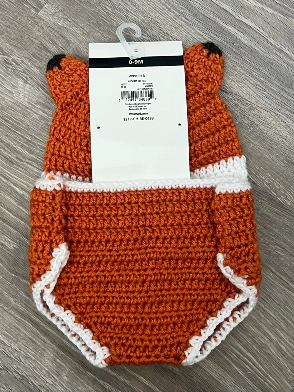 Hand Crocheted Orange Fox Hat & Diaper Cover Set